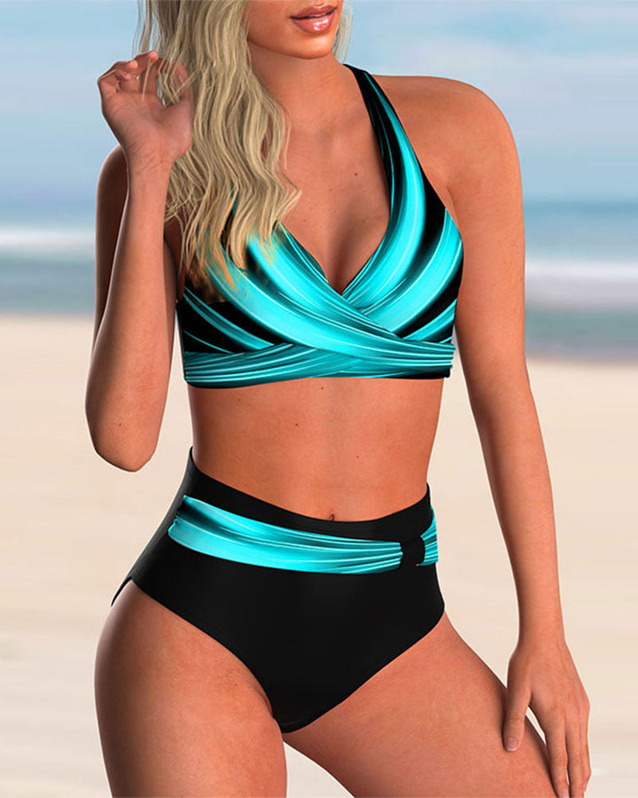 Liliana - Bikini con Scollo Incrociato e Stampa