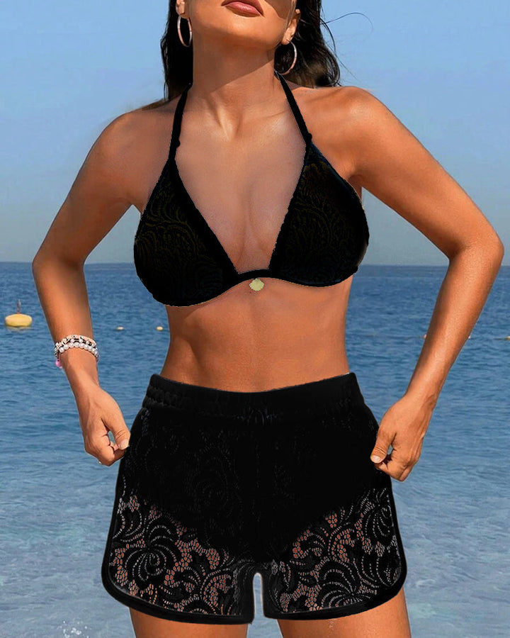 Laluna® | Bikini Elegante in Pizzo Tinta Unita