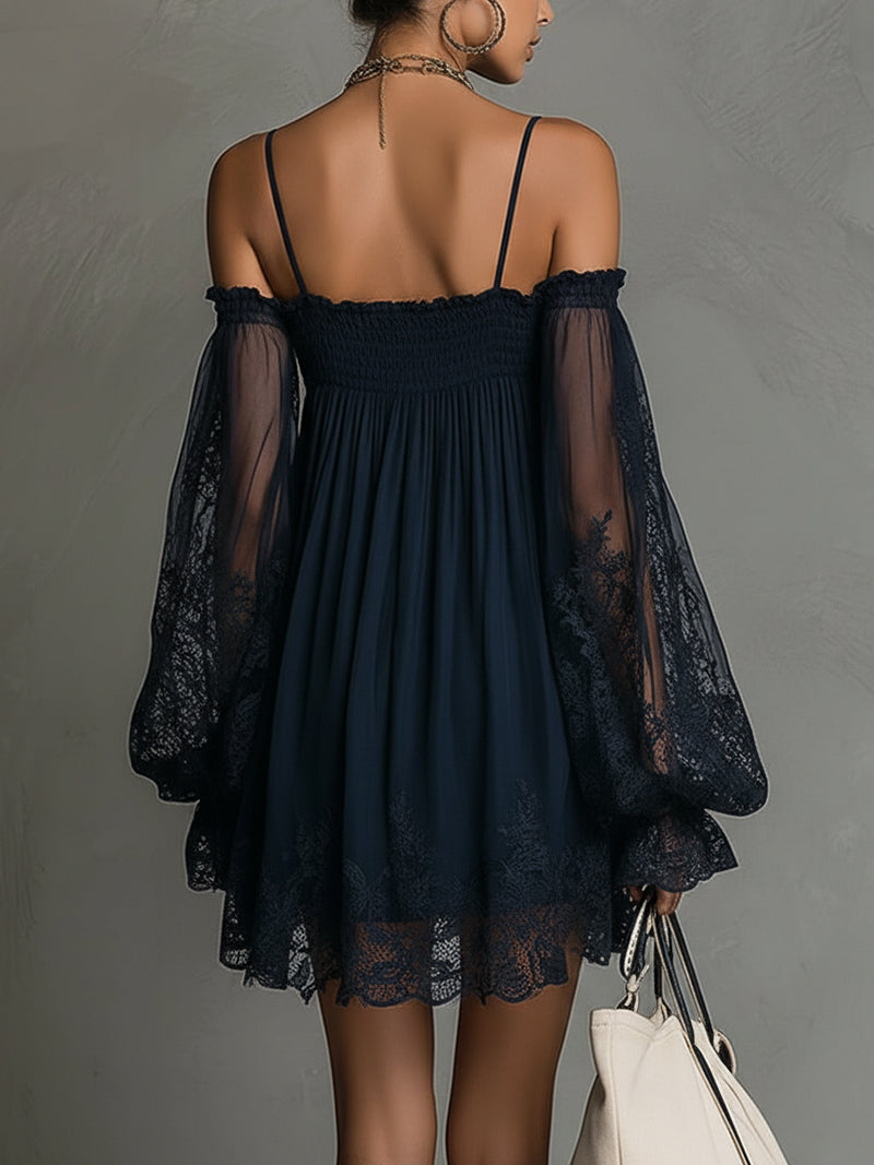 Noemi | Abito Corto in Chiffon Blu Navy