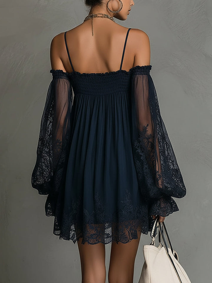 Noemi | Abito Corto in Chiffon Blu Navy