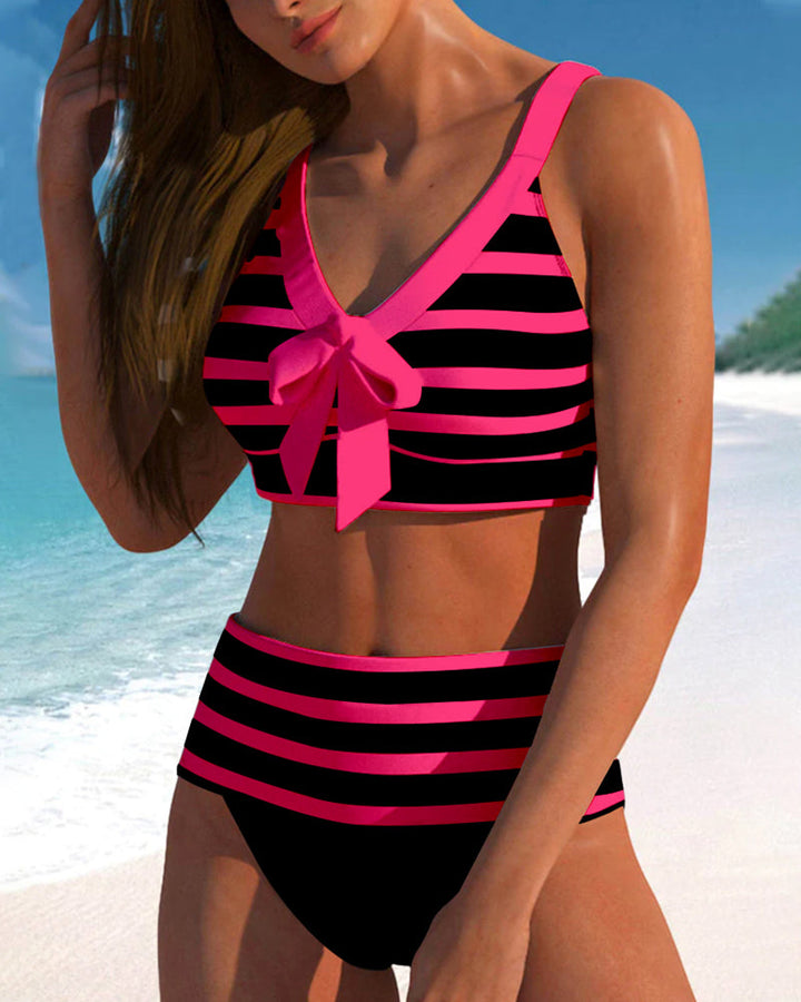 Laluna® | Bikini a Righe a Vita Alta