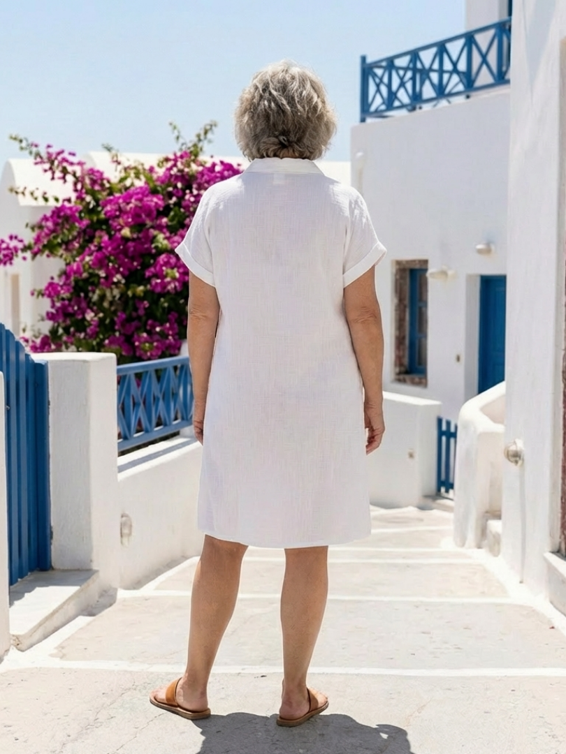 Helene | Abito al Ginocchio con Tasche Frontali e Maniche Corte