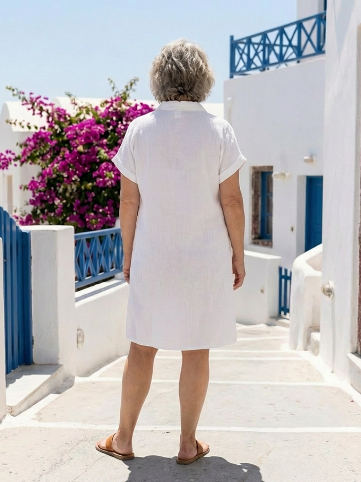 Helene | Abito al Ginocchio con Tasche Frontali e Maniche Corte