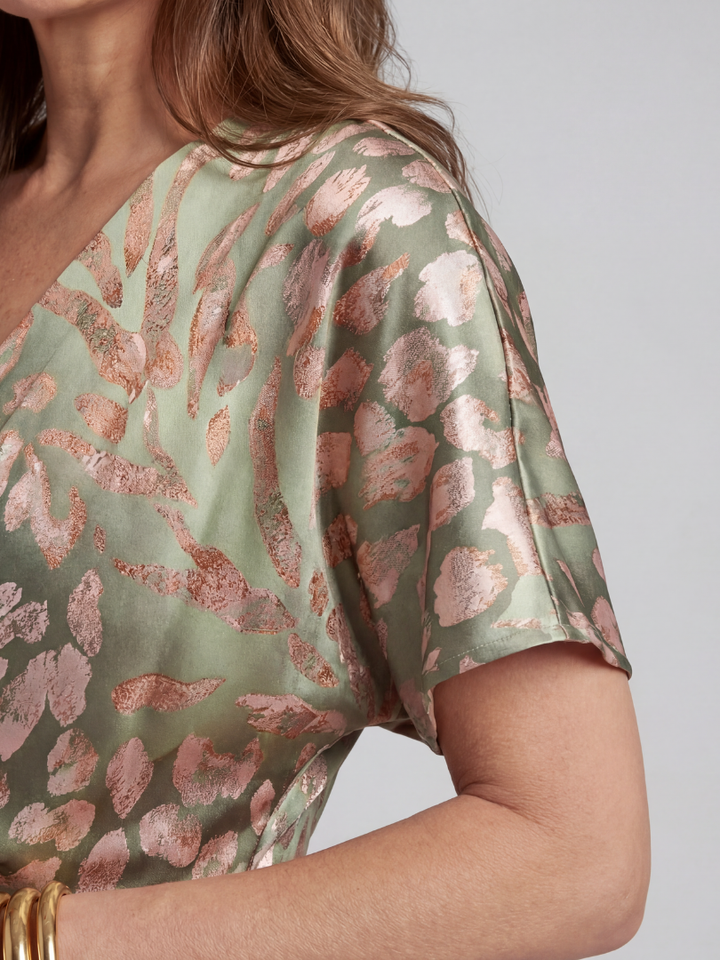 Coralie | Abito Midi con Stampa Astratta, Scollo a V e Vita Avvolgente