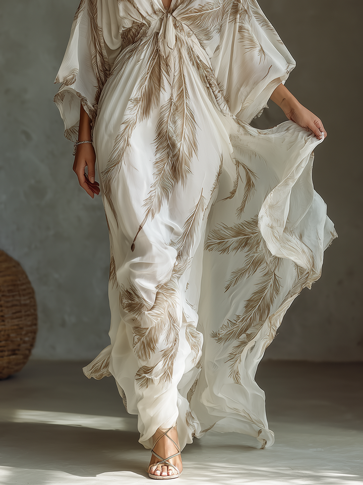 Morrisa - Abito Lungo in Chiffon Avorio e Tortora