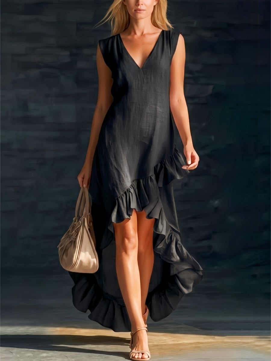 Sienna | Abito Boho a Balze con Orlo Asimmetrico