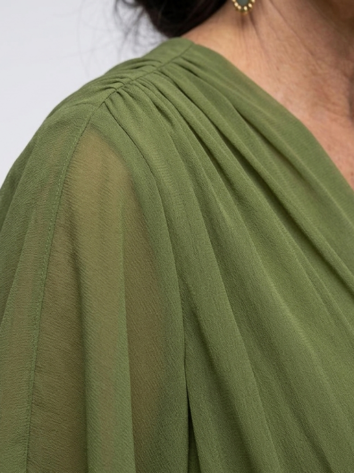 Elysia | Abito Midi con Scollo a V e Vita Drappeggiata