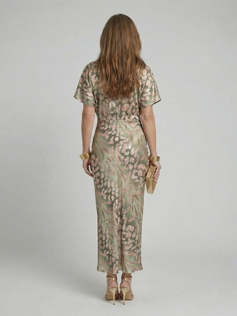 Coralie | Abito Midi con Stampa Astratta, Scollo a V e Vita Avvolgente