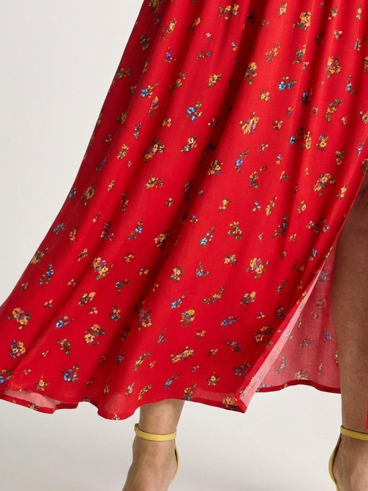 Delphine | Abito Midi con Scollo Quadrato e Stampa Floreale