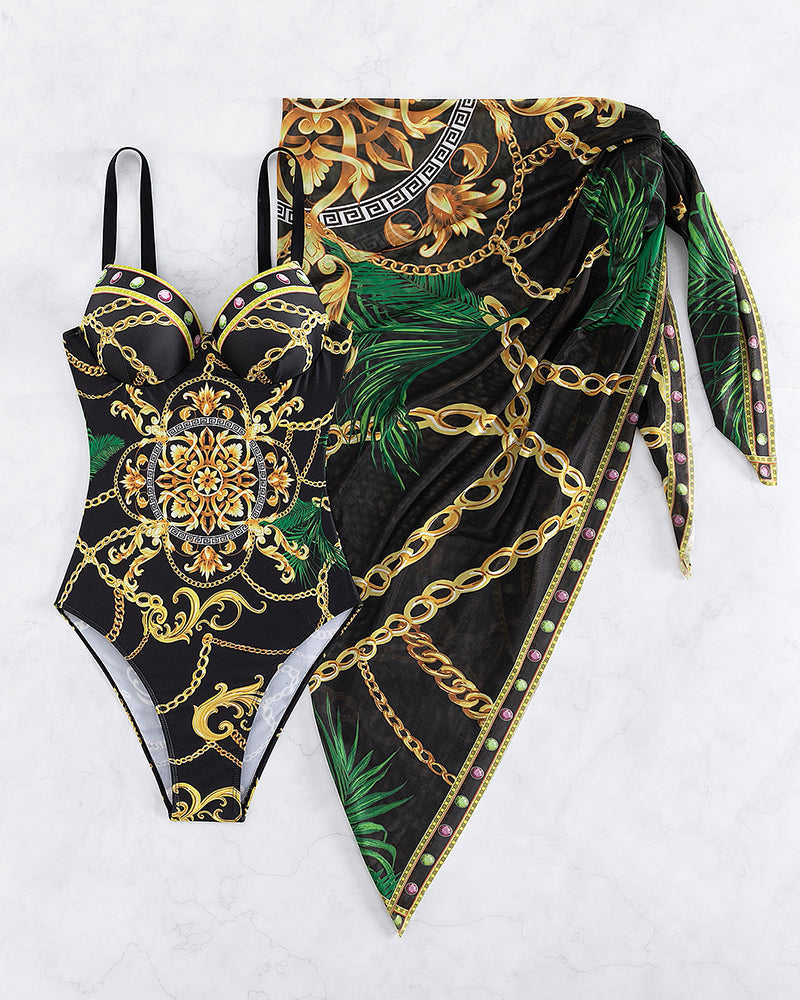 Darius - Costume Intero Push-Up con Gonnellino da Spiaggia Coordinato