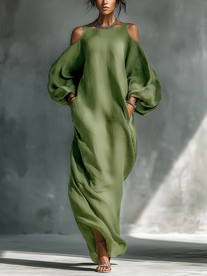 Georgina - Abito Lungo Verde Chiaro con Spalle Scoperte