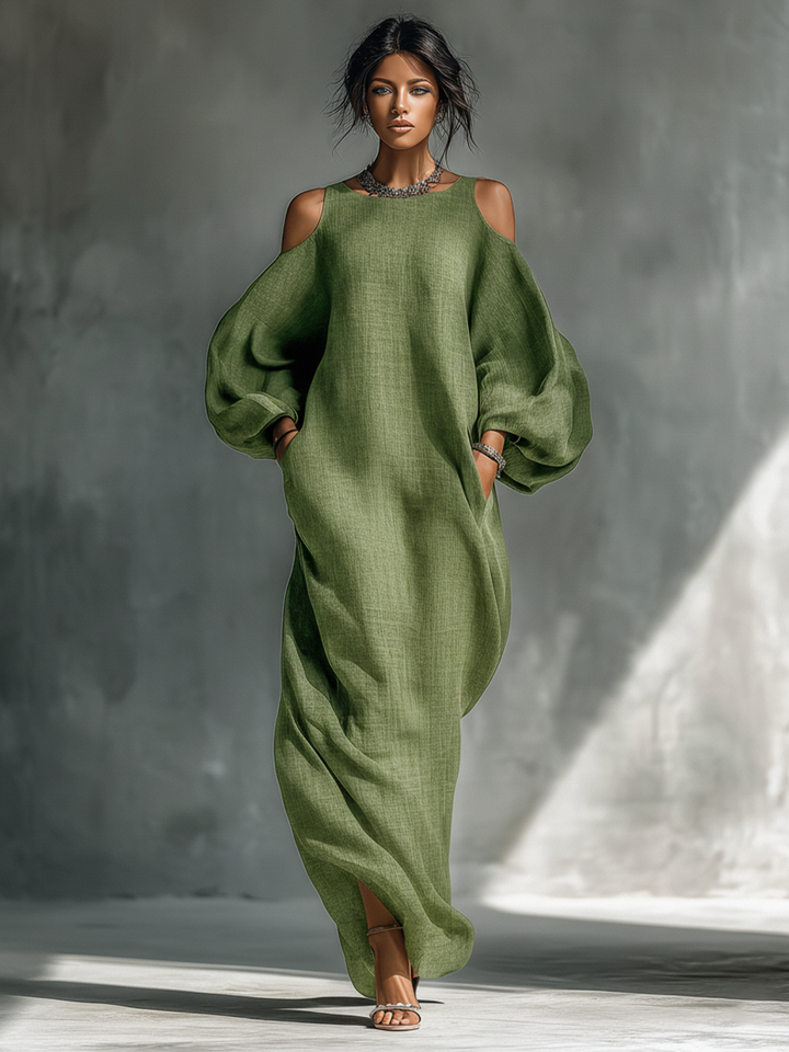 Georgina - Abito Lungo Verde Chiaro con Spalle Scoperte