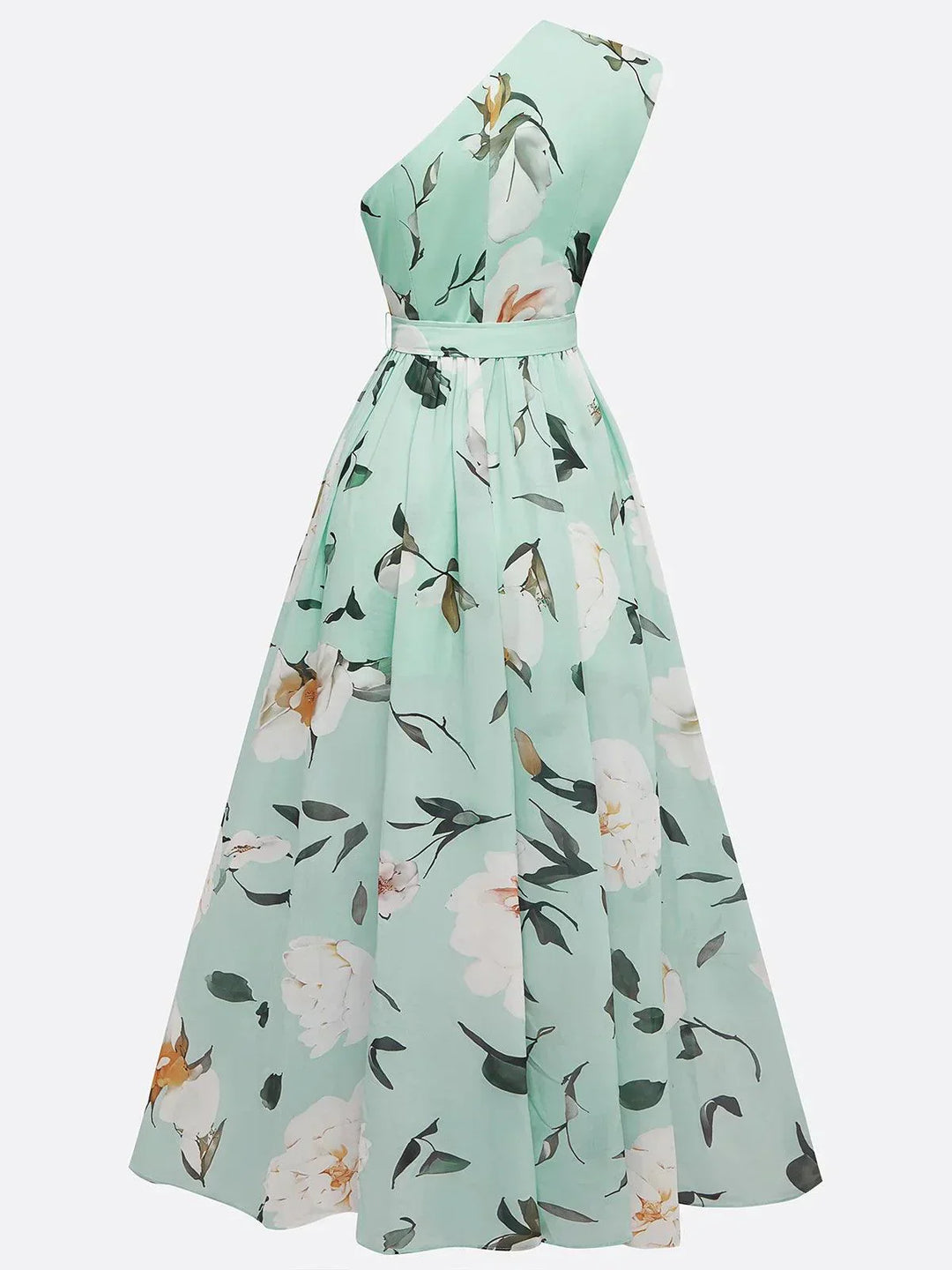 Sella - Abito Lungo in Chiffon Monospalla Arricciato a Linea A