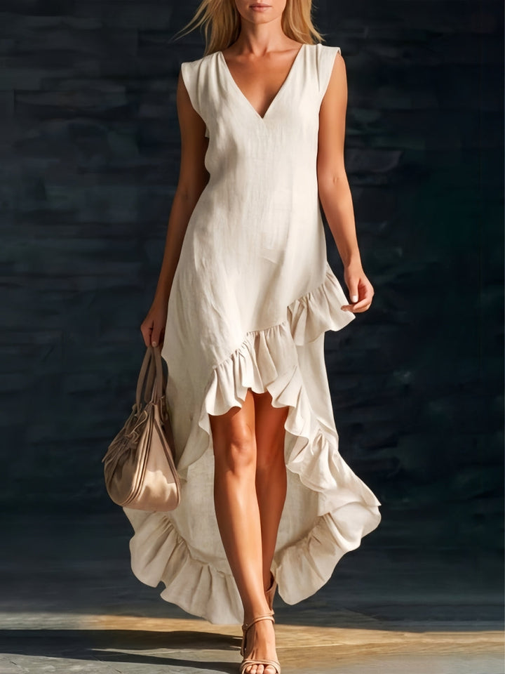 Sienna | Abito Boho a Balze con Orlo Asimmetrico