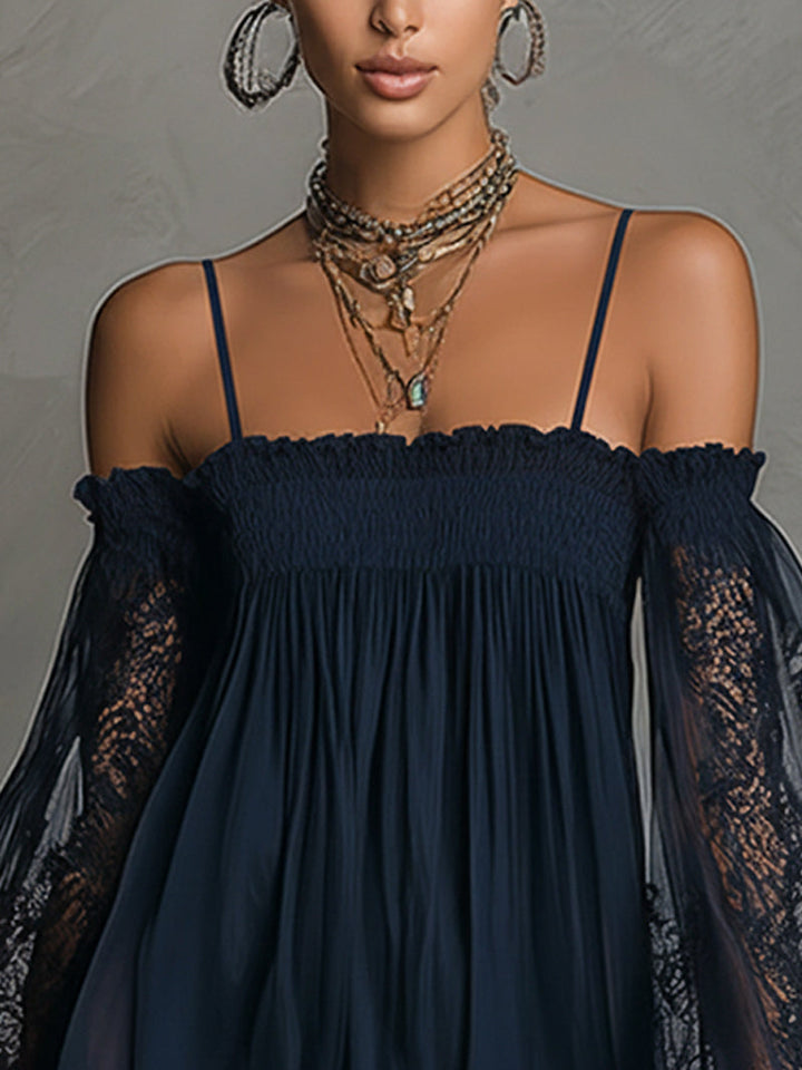 Noemi | Abito Corto in Chiffon Blu Navy