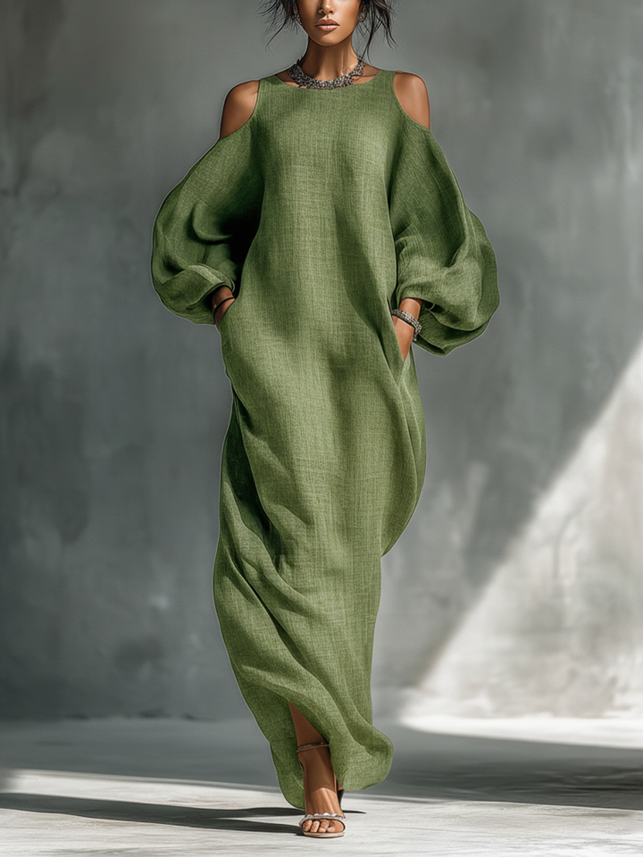 Georgina - Abito Lungo Verde Chiaro con Spalle Scoperte