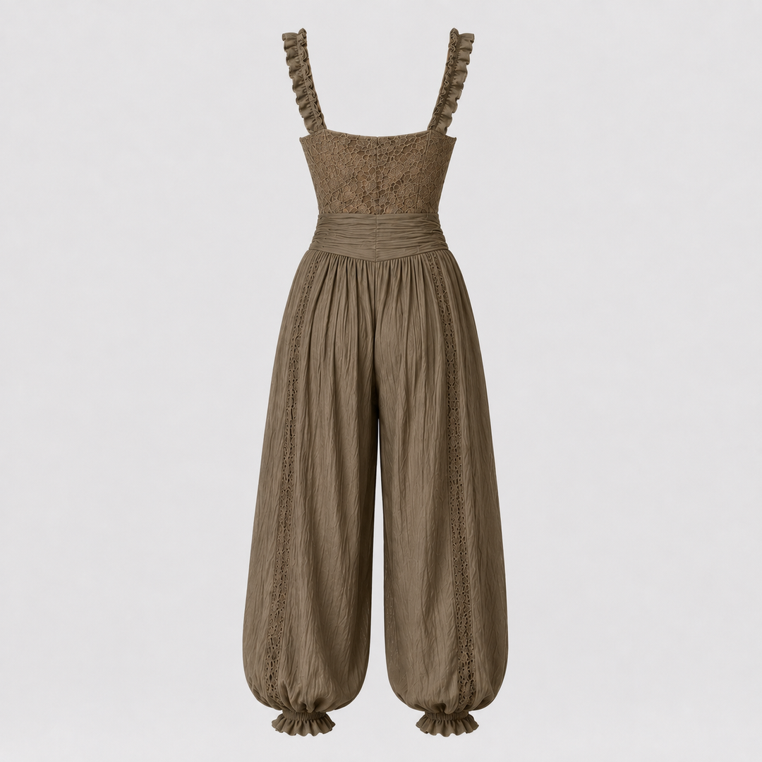 María | Completo Bohémien in Pizzo con Top e Pantaloni Harem