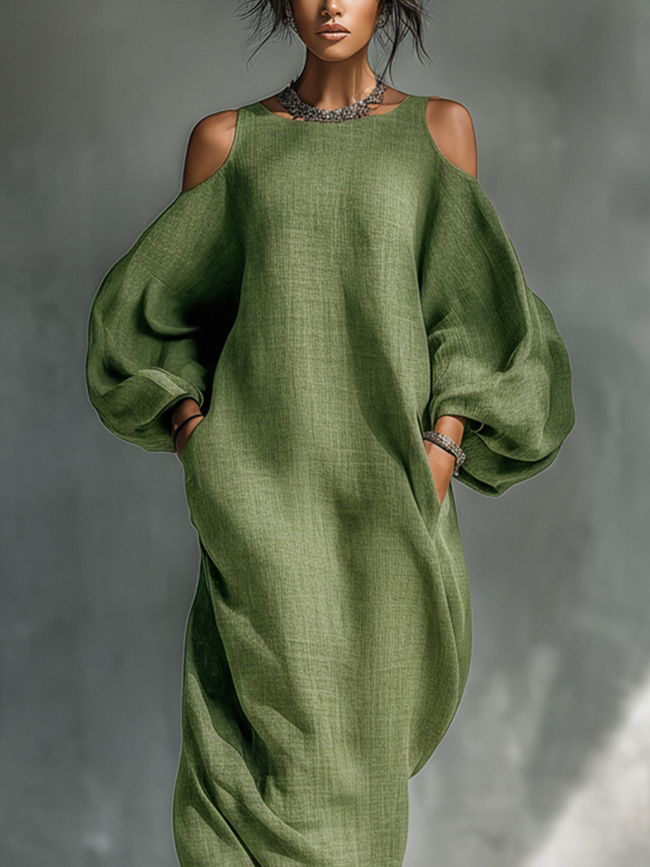 Georgina - Abito Lungo Verde Chiaro con Spalle Scoperte
