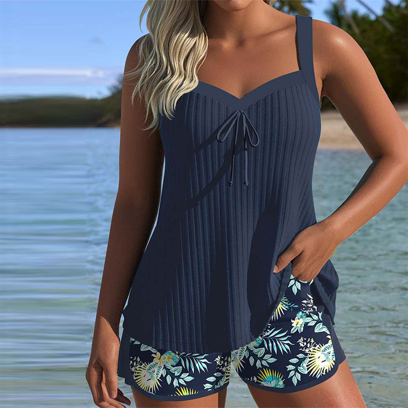 Laluna® | Tankini a Righe con Shorts da Spiaggia