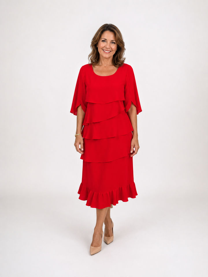 Anna | Abito Midi Elegante a Balze