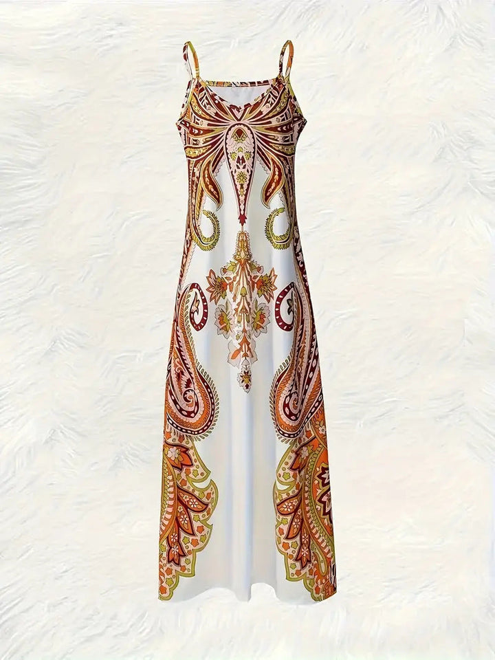 Chelsea | Abito Midi a Balze con Stampa Boho a Pois