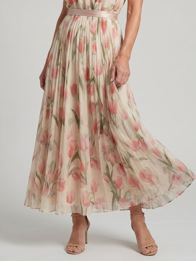 Aurelle | Abito Midi Floreale con Collo Halter