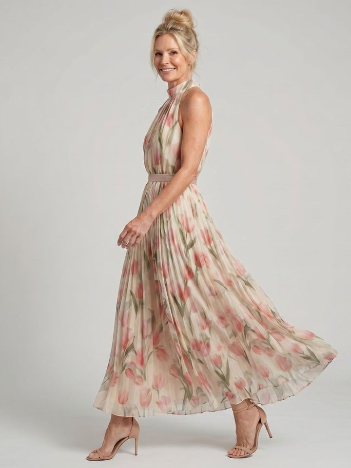 Aurelle | Abito Midi Floreale con Collo Halter