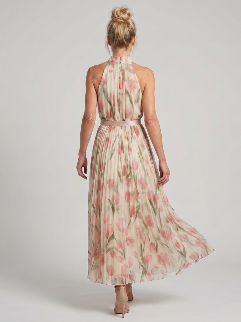 Aurelle | Abito Midi Floreale con Collo Halter