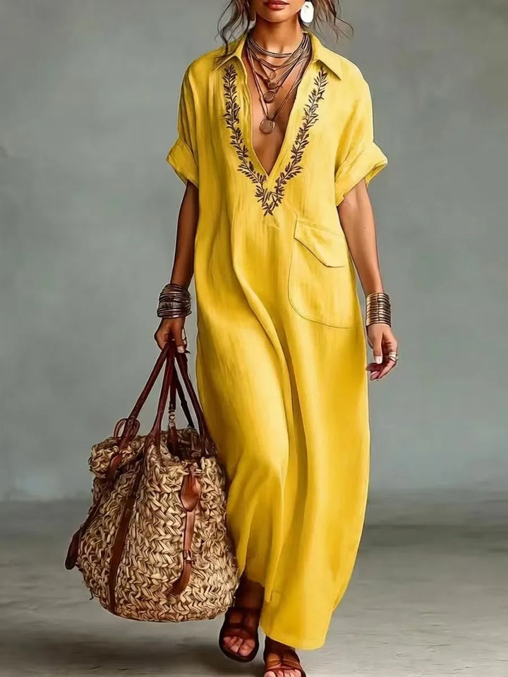 Marta | Abito Lungo Boho con Stampa Floreale