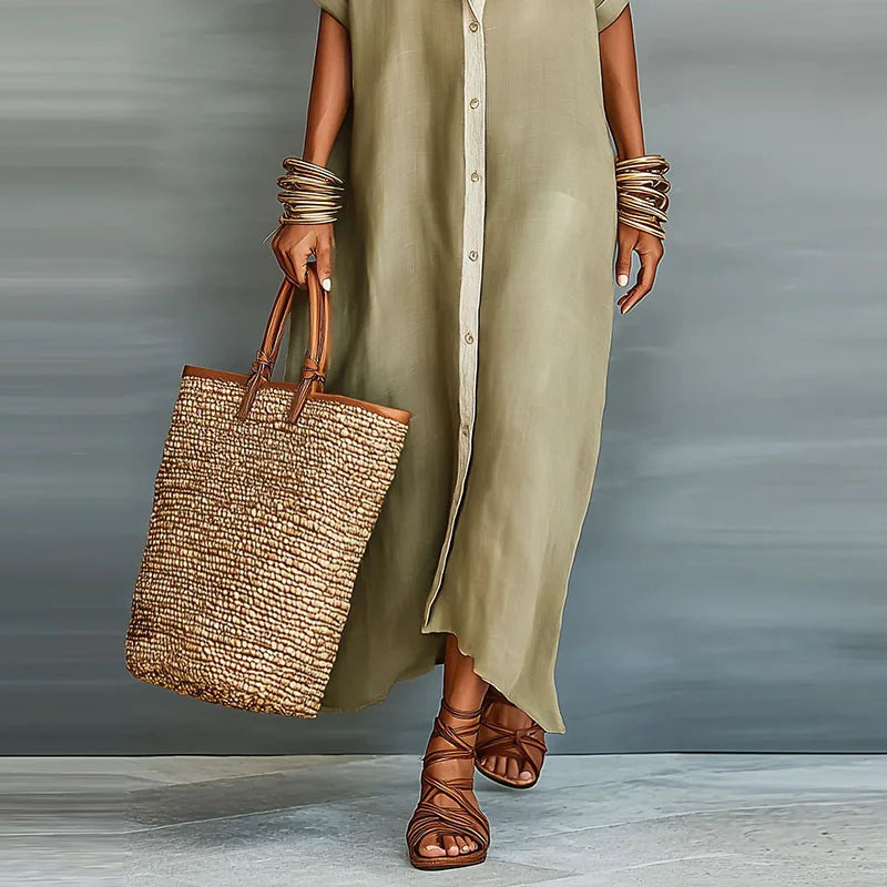 Anastasa™ | Abito Camicia Lungo con Bottoni