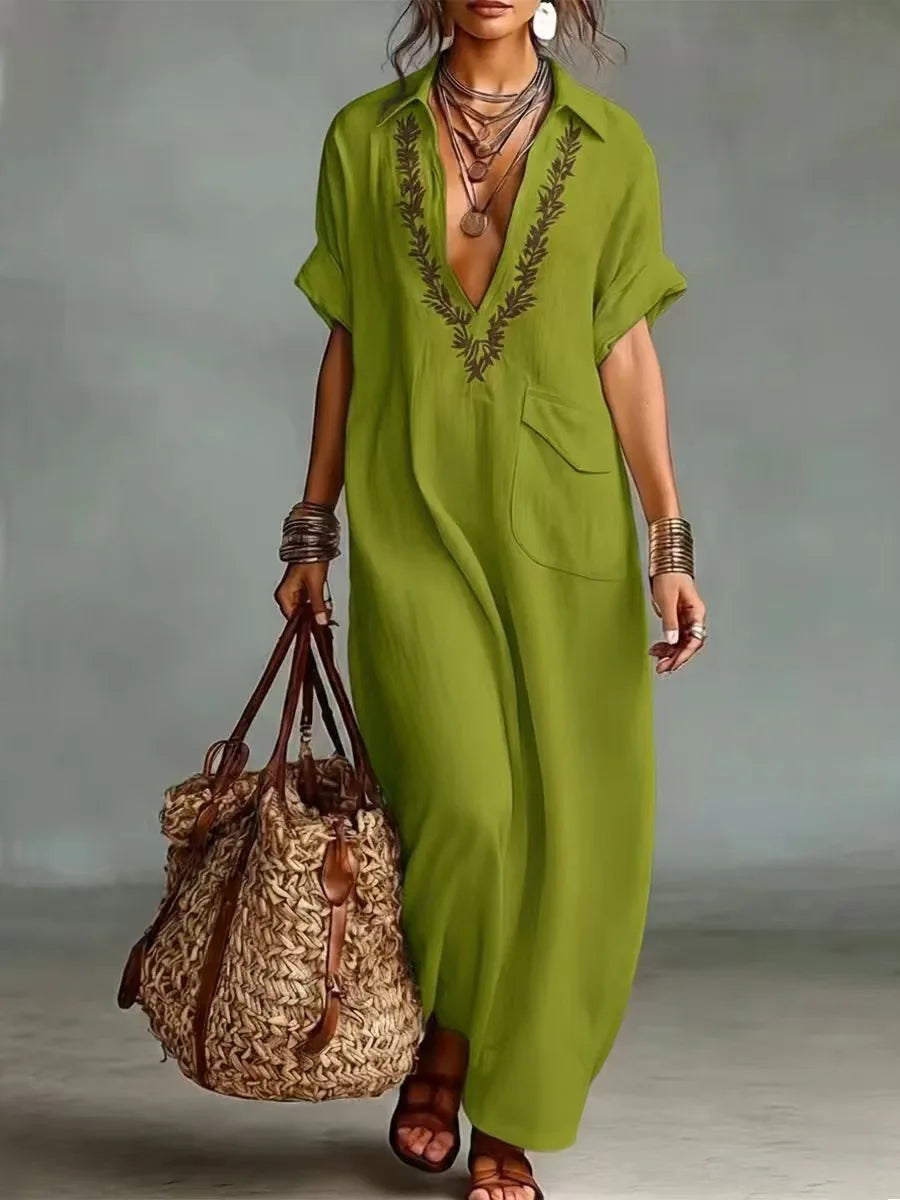 Marta | Abito Lungo Boho con Stampa Floreale