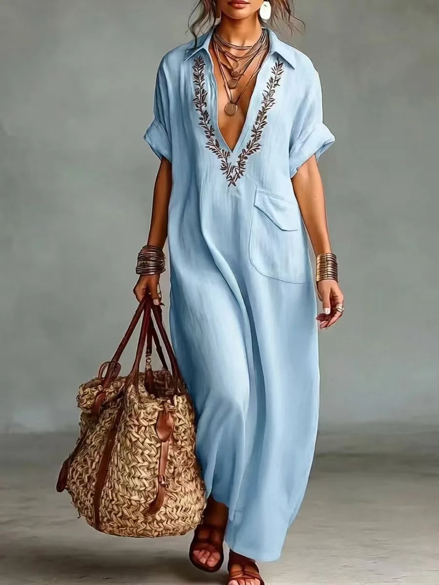 Marta | Abito Lungo Boho con Stampa Floreale
