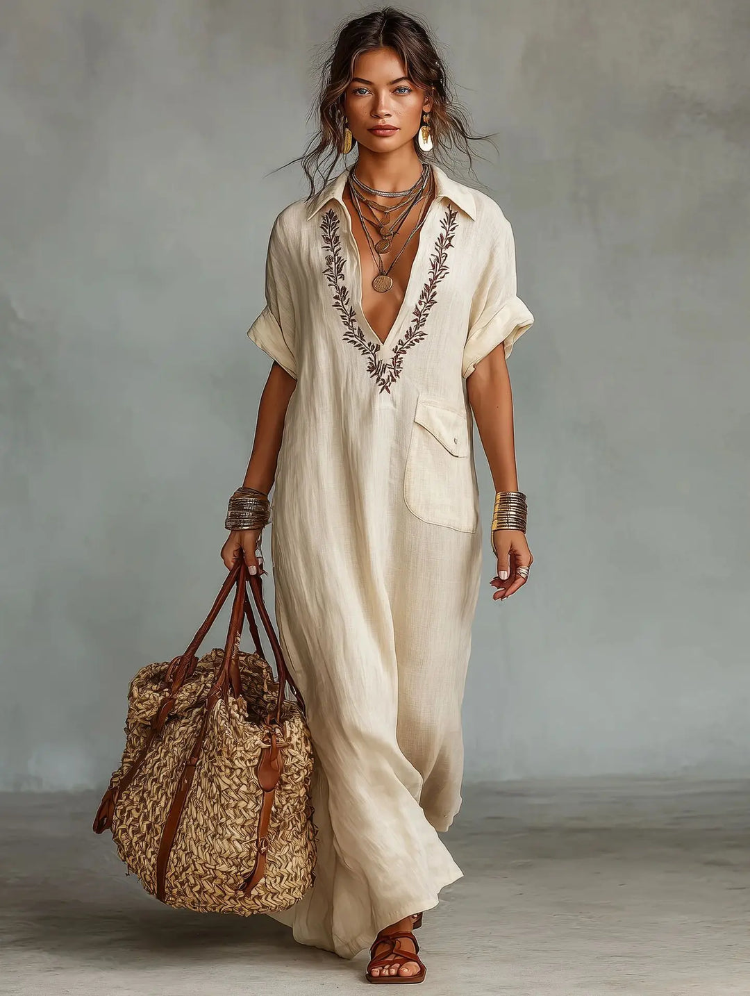 Marta | Abito Lungo Boho con Stampa Floreale