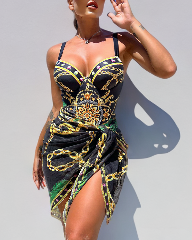 Darius - Costume Intero Push-Up con Gonnellino da Spiaggia Coordinato