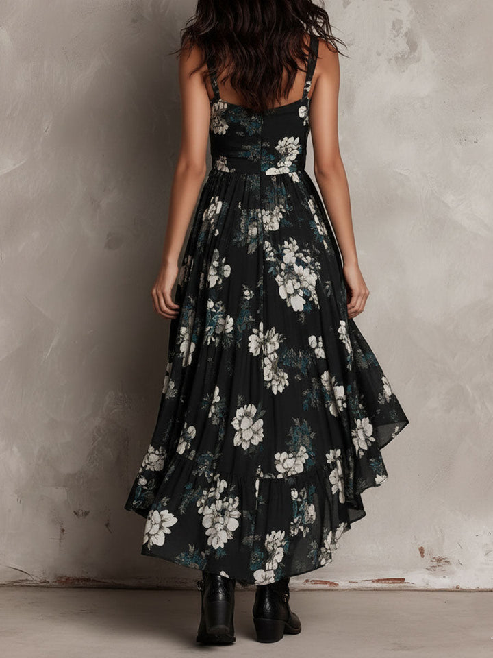 Avelinne - Abito Boho Floreale Nero