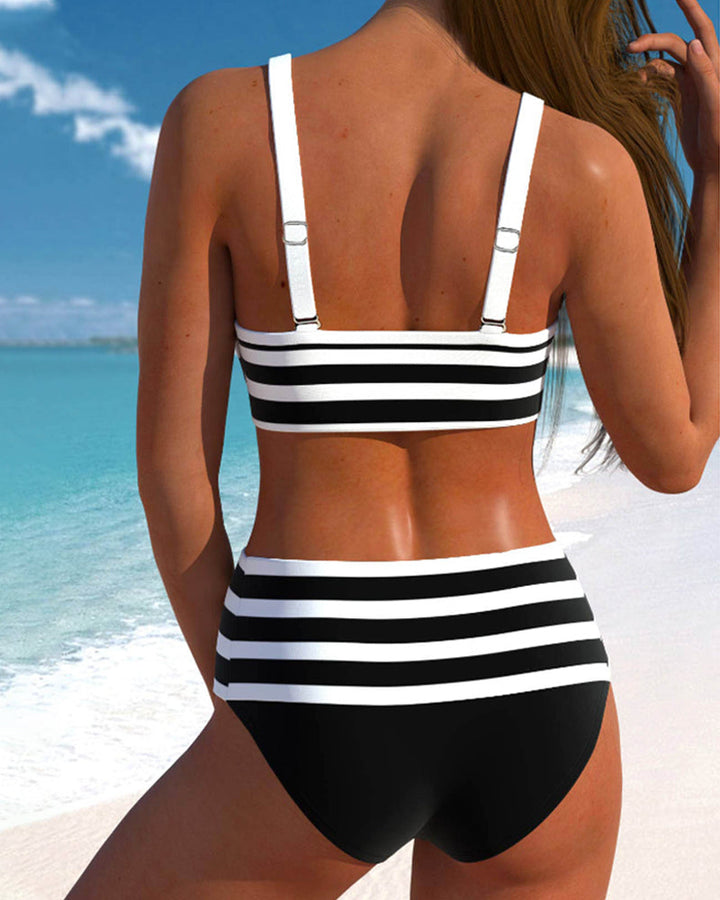 Laluna® | Bikini a Righe a Vita Alta