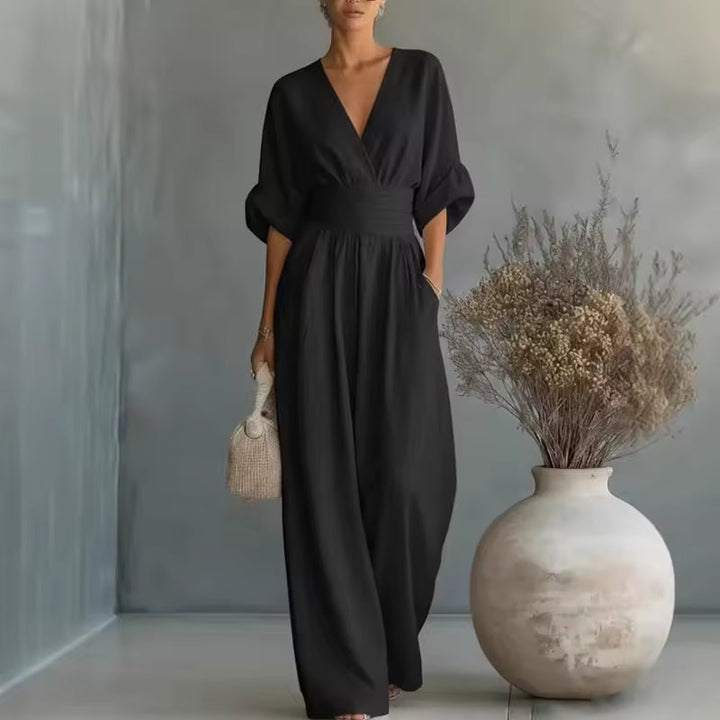 Georgina | Tuta Elegante a Gamba Larga con Scollo a V Profondo