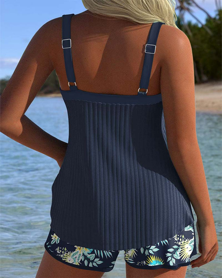 Laluna® | Tankini a Righe con Shorts da Spiaggia
