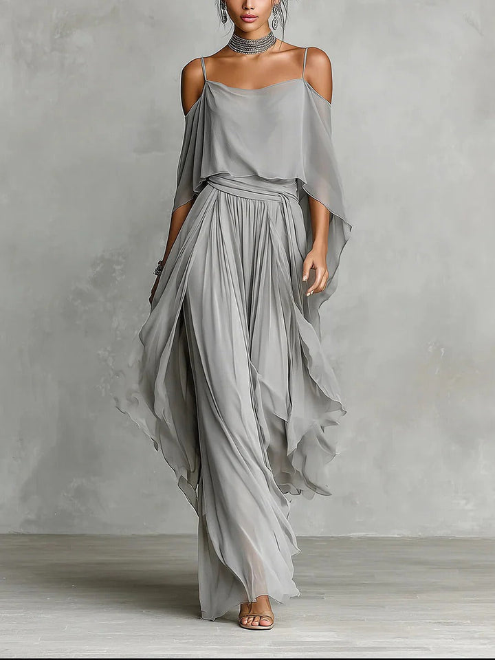 Freya | Completo in Chiffon a Due Pezzi con Spalle Scoperte
