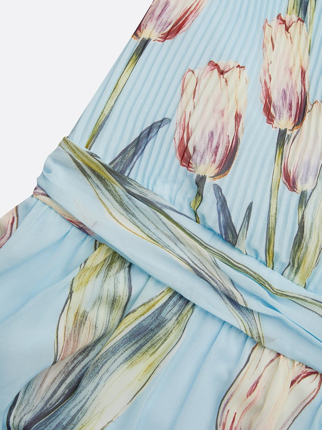 Nerea - Abito Lungo Elegante a Stampa Tulipano con Scollo a V