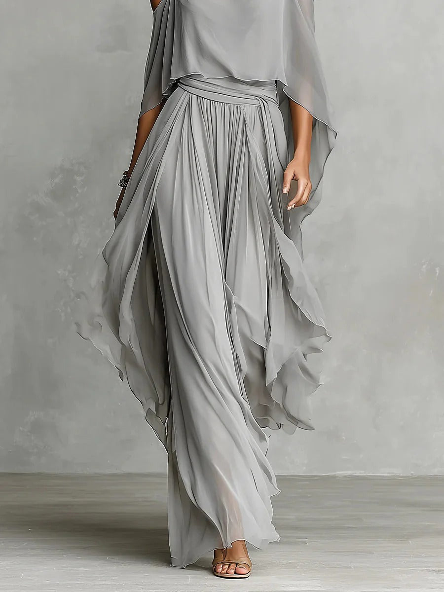 Freya | Completo in Chiffon a Due Pezzi con Spalle Scoperte