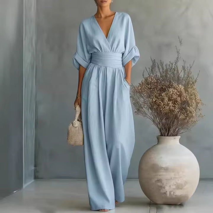 Georgina | Tuta Elegante a Gamba Larga con Scollo a V Profondo