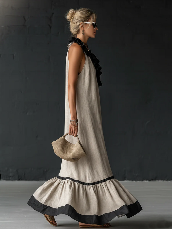 Celestine | Abito Lungo Color Block a Balze