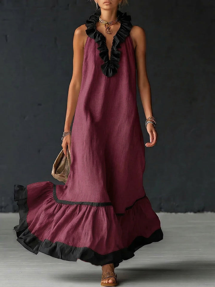 Celestine | Abito Lungo Color Block a Balze