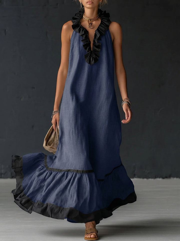 Celestine | Abito Lungo Color Block a Balze