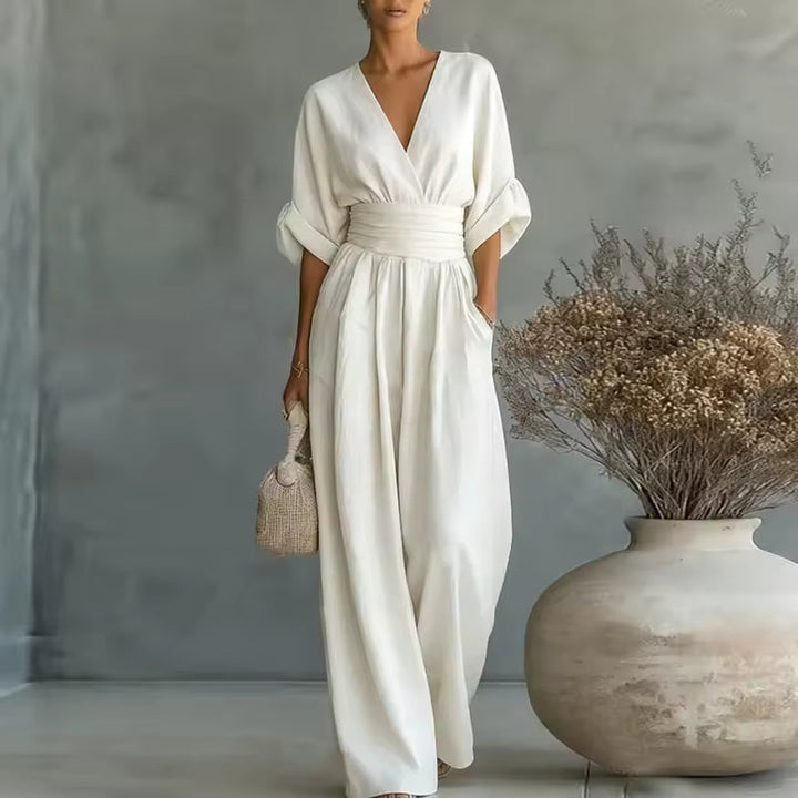 Georgina | Tuta Elegante a Gamba Larga con Scollo a V Profondo